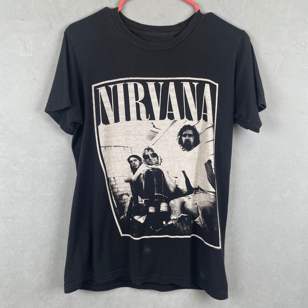 Nirvana Band Graphic T-Shirt Black‎ Short Sleeve 2013 Grunge Rock Tee Mens S/M